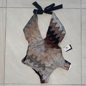 MISSONI Metallic Halter Bodysuit